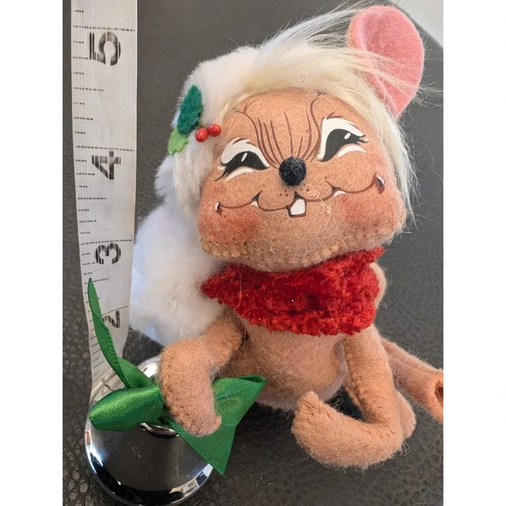 Annalee Red Harlequin Elf 2007 & Jingle Bell Girl Mouse Shelf Sitter Bendable